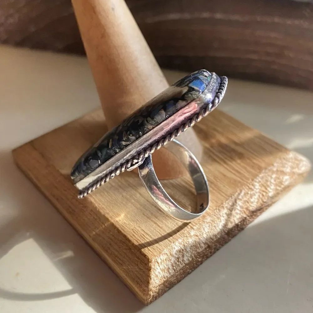 Copper Ethiopian Opal Sterling Silver Ring Size 8.5